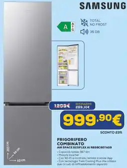 Euronics SAMSUNG FRIGORIFERO COMBINATO AIR SPACE ECOFLEX AI RB38C607A59 offerta