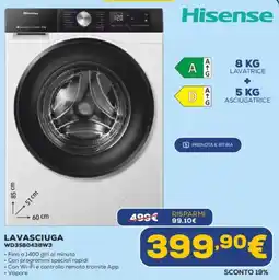Euronics Hisense LAVASCIUGA WD3S8043BW3 offerta