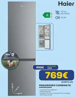 Euronics Haier FRIGORIFERO COMBINATO HDPR1620ANPK offerta