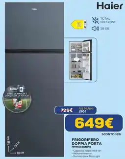 Euronics Haier FRIGORIFERO DOPPIA PORTA HPR5718DNMB offerta