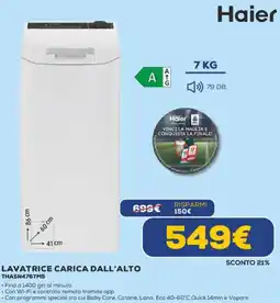Euronics Haier LAVATRICE CARICA DALL'ALTO THASN476TM5 offerta