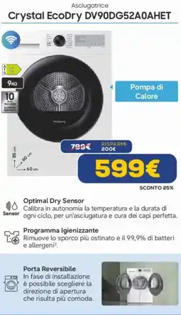 Euronics SAMSUNG Asciugatrice Crystal EcoDry DV90DG52A0AHET offerta