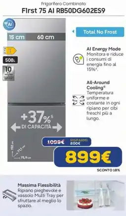 Euronics SAMSUNG Frigorifero Combinato First 75 AI RB50DG602ES9 offerta
