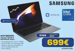 Euronics SAMSUNG NOTEBOOK GALAXY BOOK 4 NP750XGK-KG1IT offerta
