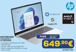 Euronics hp NOTEBOOK OMNIBOOK 3 15-FN0015NL offerta