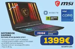 Euronics msi NOTEBOOK GAMING KATANA 15 HX B14WFK 0751T offerta