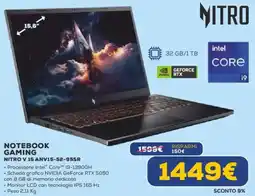 Euronics NOTEBOOK GAMING NITRO V 15 ANV15-52-95SR offerta