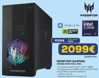 PREDATOR DESKTOP GAMING ORION 3000 PO3-665