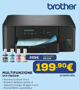 Euronics brother MULTIFUNZIONE DCP T580DW offerta