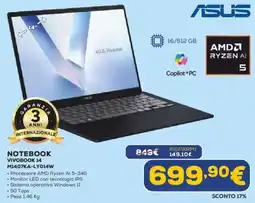 Euronics ASUS NOTEBOOK VIVOBOOK 14 M1407KA-LY014W offerta