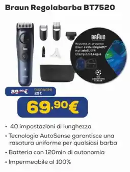 Euronics Braun Regolabarba BT7520 offerta