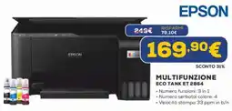 Euronics EPSON MULTIFUNZIONE ECO TANK ET 2864 offerta