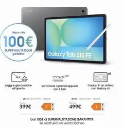 Euronics SAMSUNG Galaxy Tab S10 FE offerta