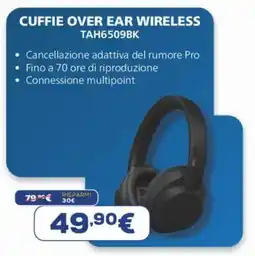 Euronics PHILIPS CUFFIE OVER EAR WIRELESS TAH6509BK offerta