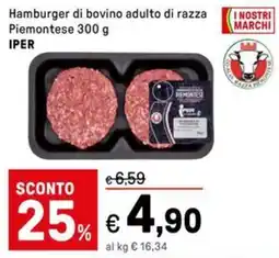 Iper La Grande Hamburger di bovino adulto di razza Piemontese IPER offerta
