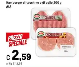 Iper La Grande Hamburger di tacchino o di pollo AIA offerta