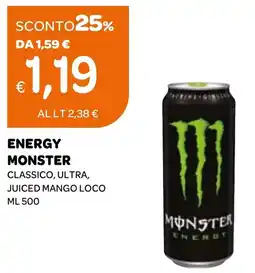 Ekom Energy monster classico, ultra, juiced mango loco offerta