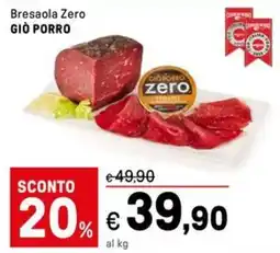 Iper La Grande Bresaola Zero GIÒ PORRO offerta