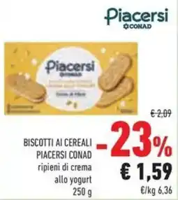 Conad Biscotti ai cereali PIACERSI CONAD offerta