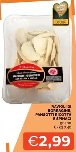 Mercatò Ravioli di borragine, pansotti ricotta e spinaci offerta