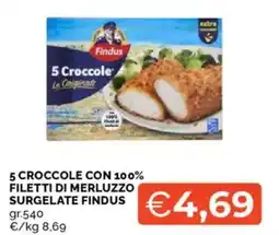 Mercatò 5 croccole con 100% filetti di merluzzo surgelate FINDUS offerta