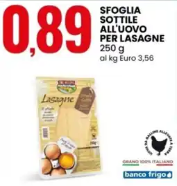 Eurospin Tre mulini sfoglia sottile all'uovo per lasagne offerta