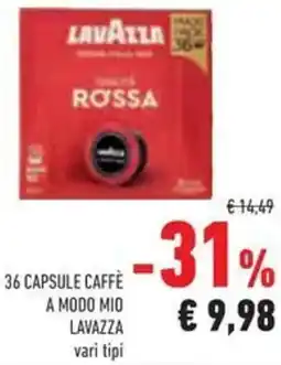 Conad 36 capsule caffè a modo mio LAVAZZA offerta