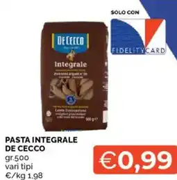 Mercatò Pasta integrale DE CECCO offerta
