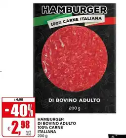 Il Gigante Hamburger di bovino adulto 100% carne italiana offerta