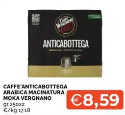 Mercatò Caffe'anticabottega arabica macinatura moka vergnano offerta