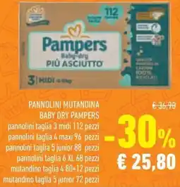 Conad Pannolini mutandina BABY DRY PAMPERS offerta