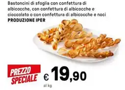 Iper La Grande Bastoncini di sfoglia con confettura di albicocche PRODUZIONE IPER offerta