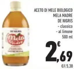 Conad Aceto di mele biologico mela madre DE NIGRIS offerta