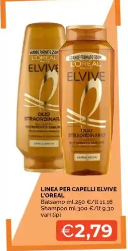 Mercatò Linea per capelli elvive l'oreal, balsamo, shampoo offerta
