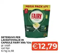 Mercatò Detersivo per lavastoviglie in capsule fairy x66/x71 offerta