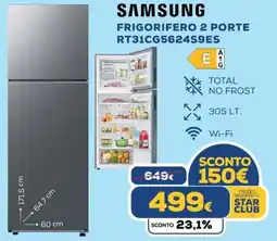 Euronics SAMSUNG FRIGORIFERO 2 PORTE RT31CG5624S9ES offerta