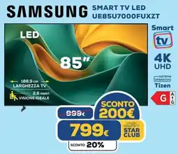 Euronics SAMSUNG SMART TV LED UE85U7000FUXZT offerta
