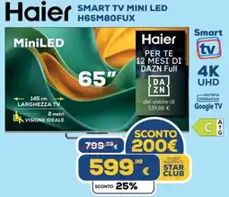 Euronics Haier SMART TV MINI LED H65M80FUX offerta