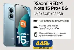 Euronics Xiaomi REDMI Note 15 Pro+ 5G offerta