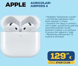 Euronics Apple auricolari airpods 4 offerta