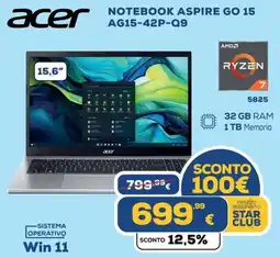 Euronics acer NOTEBOOK ASPIRE GO 15 AG15-42P-Q9 offerta