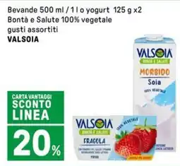 Iper La Grande Bevande o yogurt Bontà e Salute 100% vegetale VALSOIA offerta
