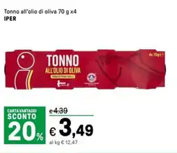 Iper La Grande Tonno all'olio di oliva IPER offerta