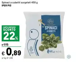 Iper La Grande Spinaci a cubetti surgelati IPER PIÚ offerta