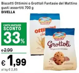 Iper La Grande Biscotti Ottimini o Grottoli Fantasie del Mattino DIVELLA offerta