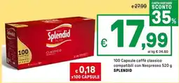 Iper La Grande 100 Capsule caffè classico compatibili con Nespresso SPLENDID offerta
