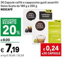 Iper La Grande 30 Capsule caffé o cappuccino Dolce Dolce Gusto NESCAFÉ offerta