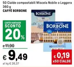 Iper La Grande 50 Cialde compostabili Miscela Nobile o Leggera CAFFÈ BORBONE offerta