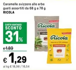 Iper La Grande Caramelle svizzere alle erbe RICOLA offerta