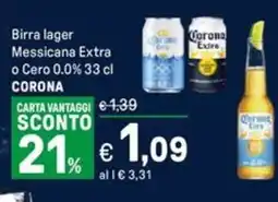 Iper La Grande Birra lager Messicana Extra o Cero 0.0% CORONA offerta